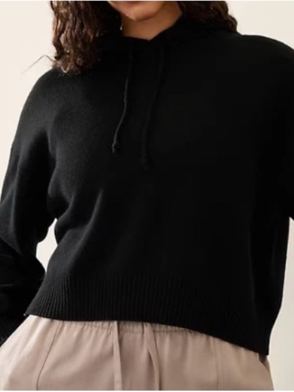 Athleta Alpine Black cropped Crewneck hoodie size medium